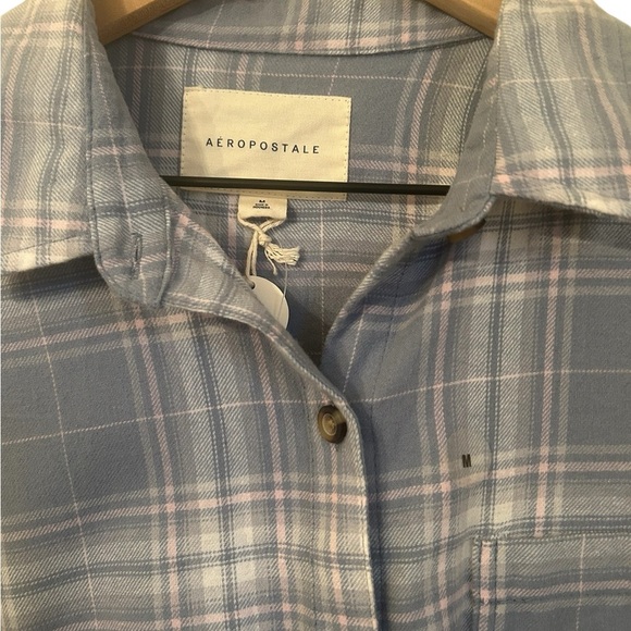 Aeropostale Super Soft Blue Plaid Flannel Short Size M New With Tags - Picture 3 of 14